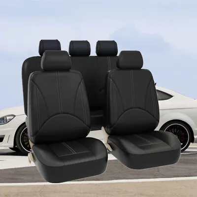 $34.43 • Buy 9pc Car Seat Cover PU Leather Accessories Protector Universal Full Set 5-Sits US