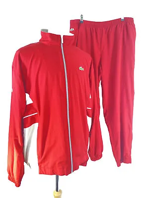 £149.99 • Buy Lacoste - Vintage Tracksuit - Red White Stripe - Jacket & Pants - EU8 - XXL