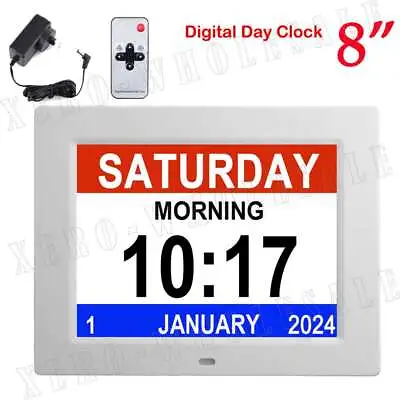 8  In LED Dementia Digital Calendar Clock Alarm Extra Large Day/Week/Month/Year • $48.95