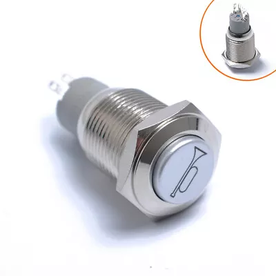 12V 19mm Momentary BlueLED Marine Car Stainless Horn Push Button Light Switch • $8.54