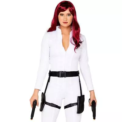 Spy Costume Zipper Catsuit Jumpsuit Double Leg Holster Belt Adjustable Set 5093 • $79.99