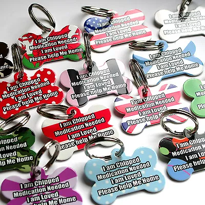 £3.99 • Buy Personalised Pet Tags Custom Metal Dog Name Tag Discs Pet ID Tags Customised