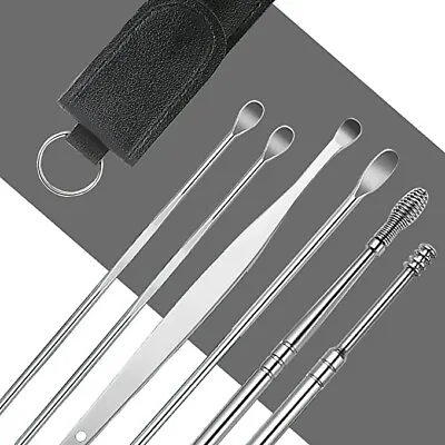 6X Stainless Steel Ear Wax Remover Ear Cleaner Set Ear Pick Ear Wax Removal Tool • £1.75