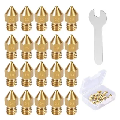 20 Pack V6 0.4mm 0.6mm 0.8mm 3D Printer Nozzle Brass Nozzle Ender 3 Pro Ender 5 • $9.95