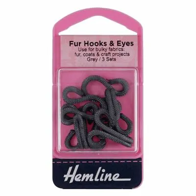 £2.98 • Buy Hemline Fur Hooks And Eyes: Grey: Size 3 *