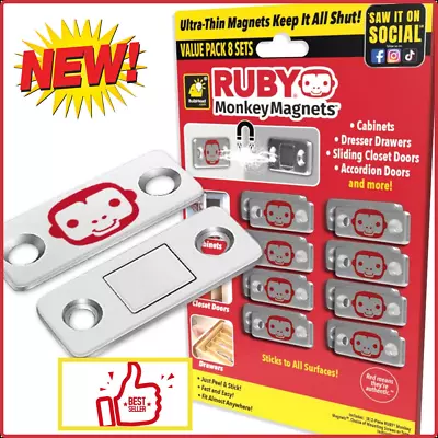  RUBY Monkey Magnets Ultra-Thin Magnetic Plates Keep It All Shut AS-SEEN-ON-TV  • $24.22