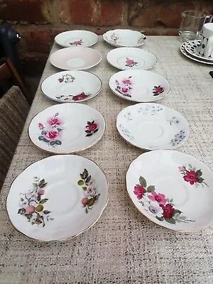 10 X Vintage Mismatch China Saucers / Afternoon Tea / Tea Shops • £5.50