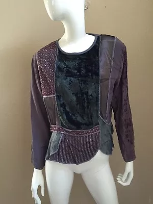 Vintage Boutique Country Wear Purple/Mauve 100% Rayon/Velvet/Lace Top NEW! 10P • $27.99