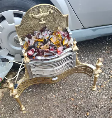 Vintage Brass Electric Fire With Glass Coals • £32.50