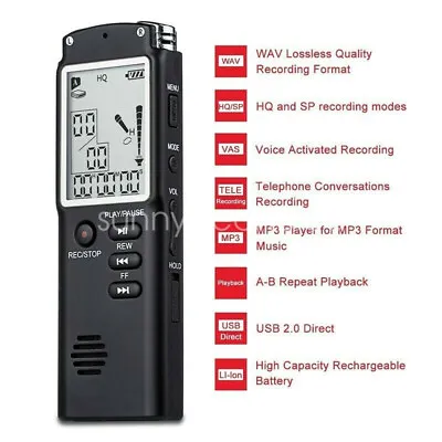 Digital Voice Recorder Dictaphone Audio Mini Player USB Mp3 Sound Mic Lecture AU • $34.49