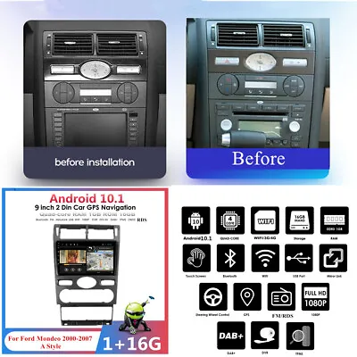 9'' For Android 10.1 1+16GB Car Stereo Radio GPS For Ford Mondeo 3 00-07 A Style • $163.33