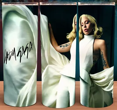 Lady Gaga Vanity Fair White Gown Cup Tumbler 20oz With Lid And Straw • £18.96