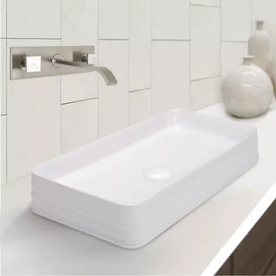 £89.95 • Buy Stripped Pattern Bathroom Cloakroom Ceramic Counter Top Basin Sink Washing Bowl