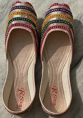 Rose Gold Handmade Khussa Shoes For Women US Size 8.5 - Beaded Sparkly Khussa • $23.50