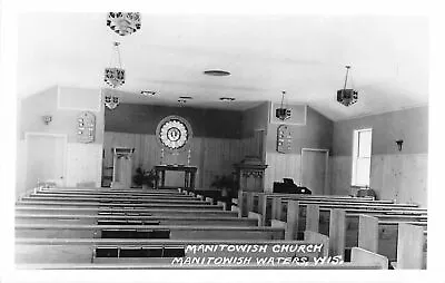 H96/ Manitowish Waters Wisconsin RPPC Postcard C1950s Interior Church 155 • $18.40