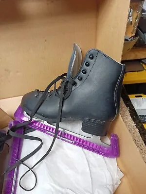 American Tricot Lined Figure Skates Black Size 8 Lace Up • $49.99
