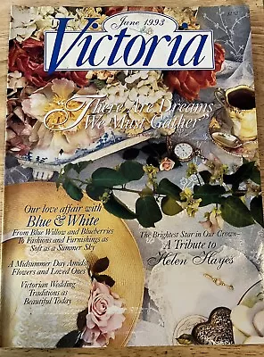 Victoria Magazine  June 1993 Romantic Blue White Shabby Chic Cottage  Cozy • $13.99