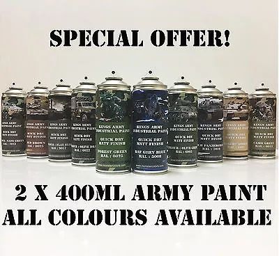 Army Spray Paint X 2 Military Paint Paintball Airsoftmodel Paint50 Shades 2 • £23.75