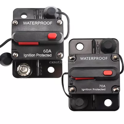 60A + 70A Manual Reset Inline Circuit Breaker For Marine Auto Car Audio 12V-24V • $19.99