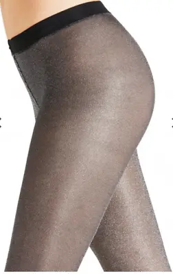 Falke High Shine Sparkly Tights Black/silver Size S-m New • £27.99