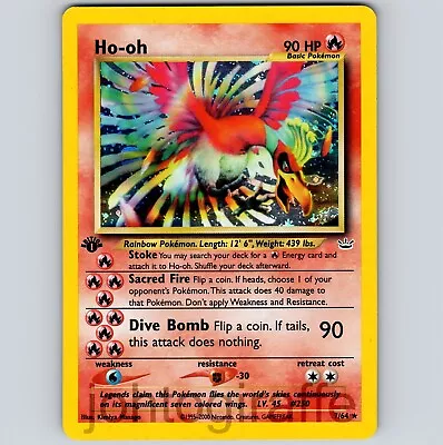 (MP) Ho-oh 1st Edition Holo Neo Revelvation WOTC 2001 Pokemon Card Game 7/64 • $249.99