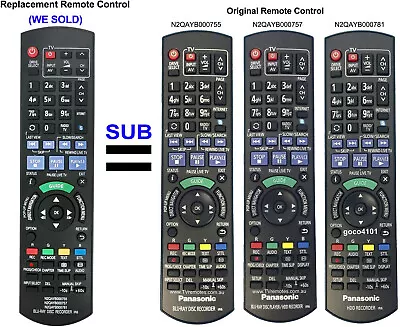 New N2QAYB000755 Remote Control Fit For Panasonic Blu-ray Disc Recorder • $16.98