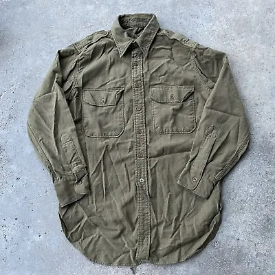 Vtg 60s/70s Military Wool Button Down Shirt Men’s Size 34 Usa Made Green • $27.96