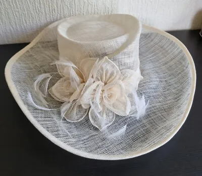 £30 • Buy M&S Straw Wedding Hat One Size Fascinator Horse Races Cream Bow Feather Occasion