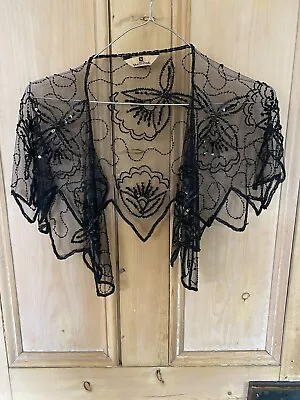 Maria Grachvogel Beaded Mesh Bolero Shrug Flapper Party • £10