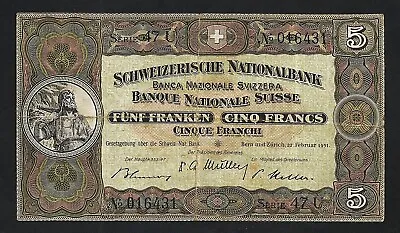 Switzerland 5 Francs 1951 XF P-11o • $20.95