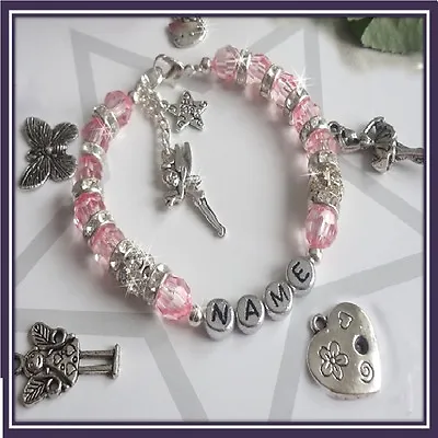 £4.99 • Buy Women Girls Personalised Charm Bracelet Jewellery Butterfly Tinker Bell Gift 