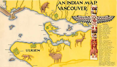 1936 Pictorial Native American Indian Map Vancouver And The North Shore Poster • $13.95