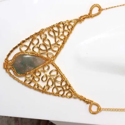 Quantum Quatrro Ethnic Golden Wire-Wrapped Necklace Jewelry 18  JW • $6.99