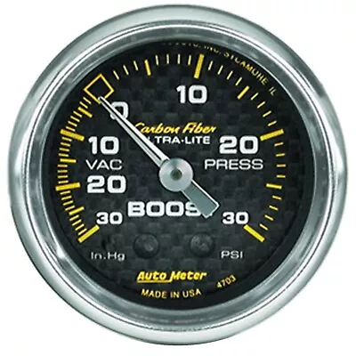 Auto Meter 4703 Carbon Fiber Mechanical Boost Vacuum Gauge 30 IN HG / 20 Psi • $100.01