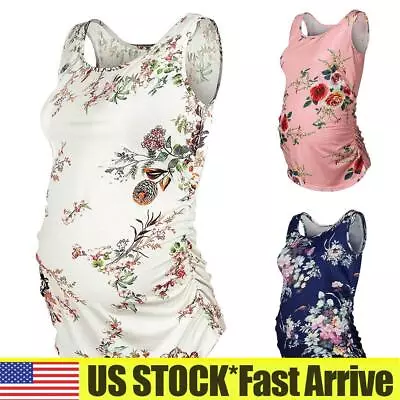 Maternity Pregnant Women Floral Sleeveless T-Shirt Breastfeeding Nursing Tops • $10.02