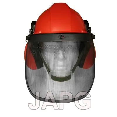 £23.99 • Buy Chainsaw Safety Helmet With Ear Defenders Muffs And Steel Mesh Face Visor