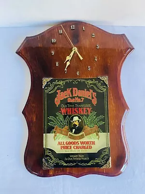 JACK DANIELS Tennessee Whiskey Vintage Laquared Wooden Wall Hanging Clock WORKS • $109.94