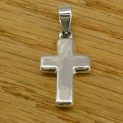 Small THICK CROSS PENDANT In SOLID 925 Sterling Silver - NEW! • $14.51