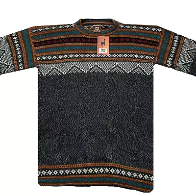 NEW Men Handmade ANDEAN ALPACA Gray Sweatshirt Sweater L • $49.95