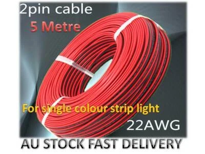 $8.80 • Buy 5M 22AWG 0.3mm² 2 Pin Extension Cable Wire For Single Colour LED Strip Lights