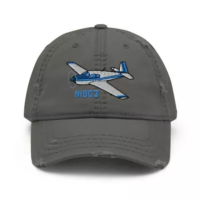 Mooney M20 Airplane Embroidered Distressed Hat AIR35JJ177I7-RG1 - Add Your N# • $54.95