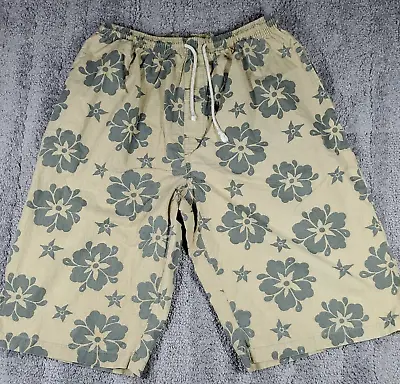 UTILITY BRAND Board Shorts Swim Floral Mens Size 32 Inseam 13  Green Floral • $4.99