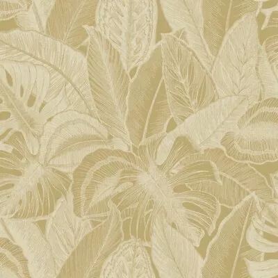 6 Rolls Of Holden Decor Linear Palm Leaf Ochre Washable Wallpaper 36151 • £29.99