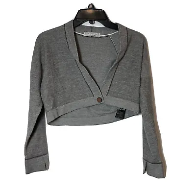 D. Exterior Womens Wool Blend Cropped Cardigan Sweater Gray M One Button Knit • $26.60