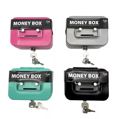 Metal Cash Box Lockable Coin Bank Fashion Money Box • £7.20