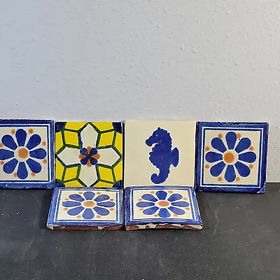 4 X4  6 PCS Hand Painted Mexican Talavera Clay Indoor Outdoor Accent Tile Trivet • $15.95