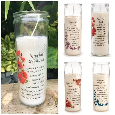 Glass Vase Memorial Candle Remembrance Graveside Gift Tribute Flower Garden • £8.50