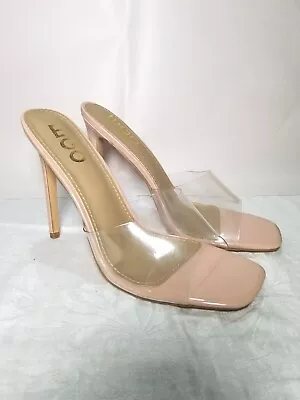 Ego Size 6 Pink Nude Heels Clear Strap 4.5 Inch Heel 053 • $25.99