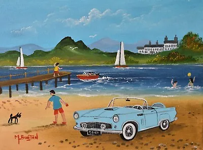 Mal Burton Original Oil Painting A Day Out 1956 Ford Thunderbird Car • £95