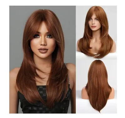 HAIRCUBE Auburn Wigs For WomenLong Layered Orange Brown With Highlight Wigs... • $19